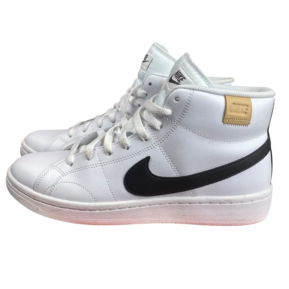 Nike Court Royale 8.5 Mid Men Shoes Sneakers‎ White Black Leather Comfort SU